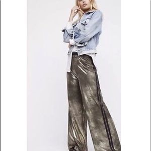 Free People metallic vegan leather joggers